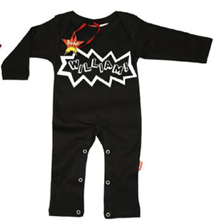 Kapow Personalised Baby PLAYSUIT (White Text)