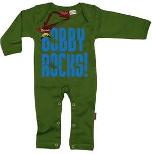 Rocks Personalised Baby PLAYSUIT (Blue or Red Text)