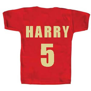 Personalised Kids Football T-Shirt (Printed on Back) (Gold Text)